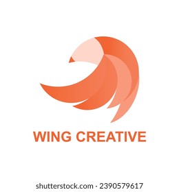 diseño de logotipo creativo con una imagen a lápiz de plumas o alas