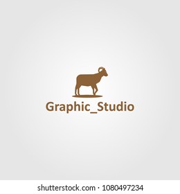 Creative logo design and Ram Head Silhouette.