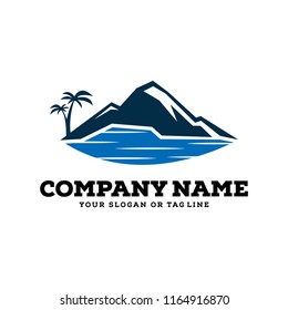 creative logo design rivers, mountains and sun concept vector template