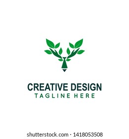 Creative Logo Design. silhouette of deer face logo