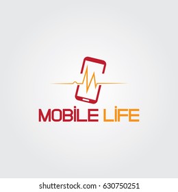 Creative logo design for technology company and Unique symbol with phone and life line.