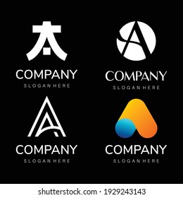 Creative A logo design template. Font type. Alphabet Collection Character Types Symbol type logos. abstract line logo