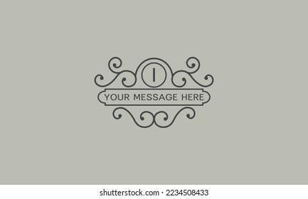 Creative logo design template and initial I. Vector illustration, elegant monogram with place for text