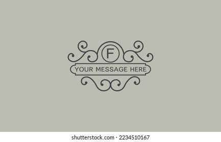 Creative logo design template and initial F. Vector illustration, elegant monogram with place for text