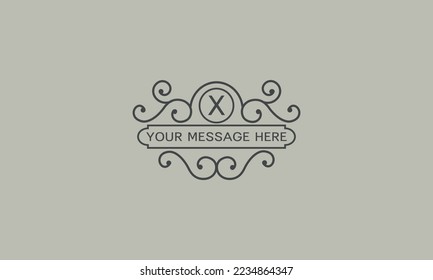 Creative logo design template and initial X. Vector illustration, elegant monogram with place for text