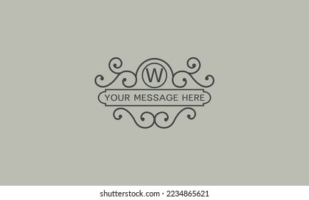 Creative logo design template and initial W. Vector illustration, elegant monogram with place for text