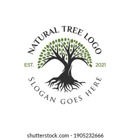 creative logo design of tree life, tree icon, green garden elements design