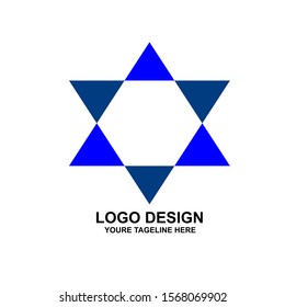 Creative logo design with a triangle shapes that form a star