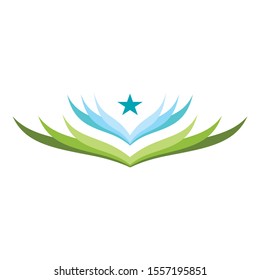 Creative logo design with a unique shape and a star shape in the middle