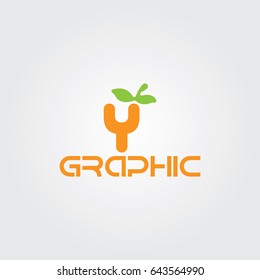 Creative logo design and Unique symbol with letter y and leaf.