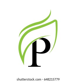 Creative logo design and Unique symbol with p and leaf.