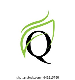 Creative logo design and Unique symbol with q and leaf.