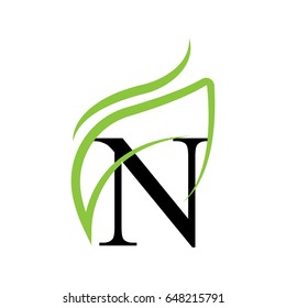 Creative logo design and Unique symbol with n and leaf.