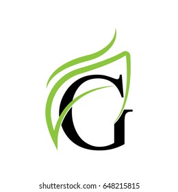 Creative logo design and Unique symbol with g and leaf.