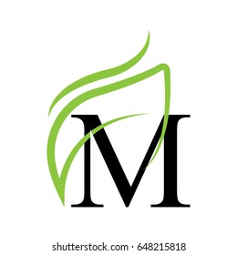 Creative logo design and Unique symbol with m and leaf.