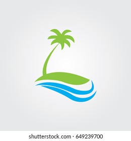 Creative logo design and Unique symbol with sea and palm tree.
