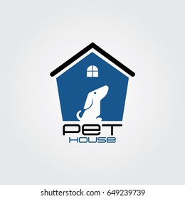 Creative logo design and Unique symbol with pet house and dog.