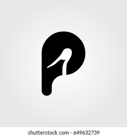 Creative logo design and Unique symbol with pelican and p.