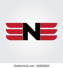 Creative logo design and Unique symbol with wings and n.