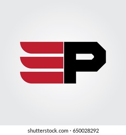 Creative logo design and Unique symbol with wings and p.