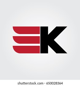 Creative logo design and Unique symbol with wings and k.