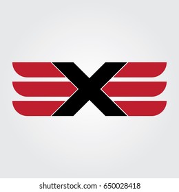 Creative logo design and Unique symbol with wings and x.