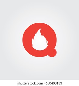 Creative logo design and Unique symbol with flame and q.