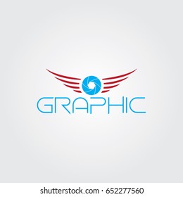 Creative logo design and Unique symbol with lens and wings.