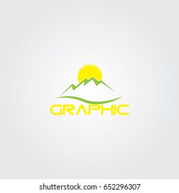 Creative logo design and Unique symbol with mountain ans sun.
