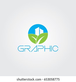 Creative logo design and Unique symbol with leaves and buildings.