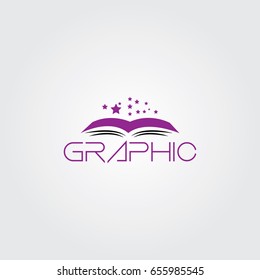 Creative logo design and Unique symbol with book with stars.