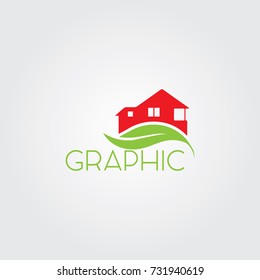 Creative logo design and Unique symbol with house and leaf.