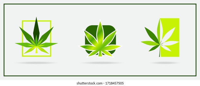 Creative logo designs for CBD, hemp oil, marijuana or cannabis based products, businesses, organization. Vector illustration.