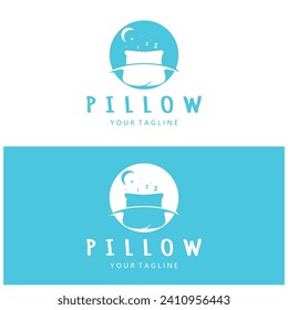 Creative logo designs for pillows, blankets, bed sheets and beds, sleep, zzz, clock, moon and stars.