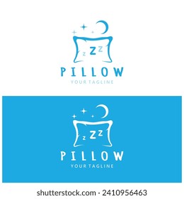 Creative logo designs for pillows, blankets, bed sheets and beds, sleep, zzz, clock, moon and stars.