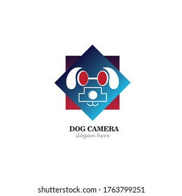 Logo creativo ilustración de la cabeza de perro del vector de la cámara de diseño