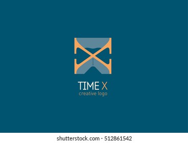 Creative logo with a double meaning, the letter X and hourglass