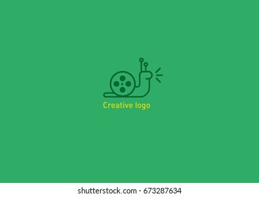 Creative logo with double meaning, snail and video