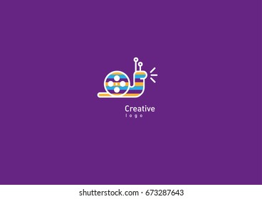 Creative logo with double meaning, snail and video