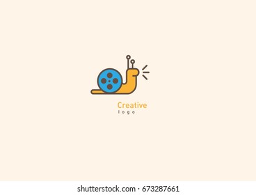 Creative logo with double meaning, snail and video
