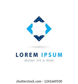 Creative logo emblem modern geometric blue symbol. Logotype design, abstract icon