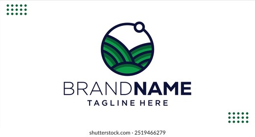 Fazenda De Logotipo Criativo Com Vista, Inspiração De Design, Ilustração, Vetor