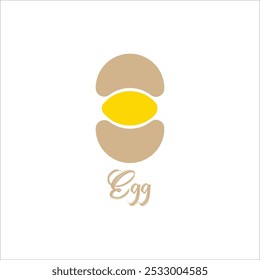 A creative logo featuring a broken egg with two halves and a yolk in the center, symbolizing new beginnings and innovation, ideal for a fresh, dynamic brand.