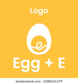 A creative logo featuring an egg design with a minimalist style. Inside the eggshell, the letter 'E' is prominently displayed, symbolizing simplicity and uniqueness. This design creates a modern