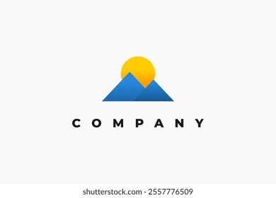 creative logo featuring mountain and sunrise