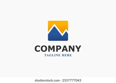 creative logo featuring mountain and sunset