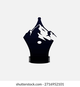 A creative logo featuring a stylized fountain pen nib with rugged mountain peaks forming its upper silhouette, blending art and nature.