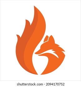 creative logo fire and fox design vector template illustrations