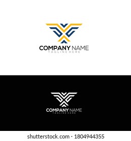 logotipo creativo mosca alas de pájaro estilo moderno simple línea vector plantilla