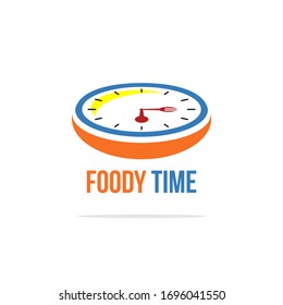 Hora de Foody con Logo Creativo. Logotipo gráfico de la placa de la horquilla de la guarnición de reloj de reloj